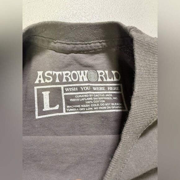 New Travis Scott Astroworld 2019 Europe Tour Merch Long Sleeve Tee Sz L damaged - Picture 2 of 10